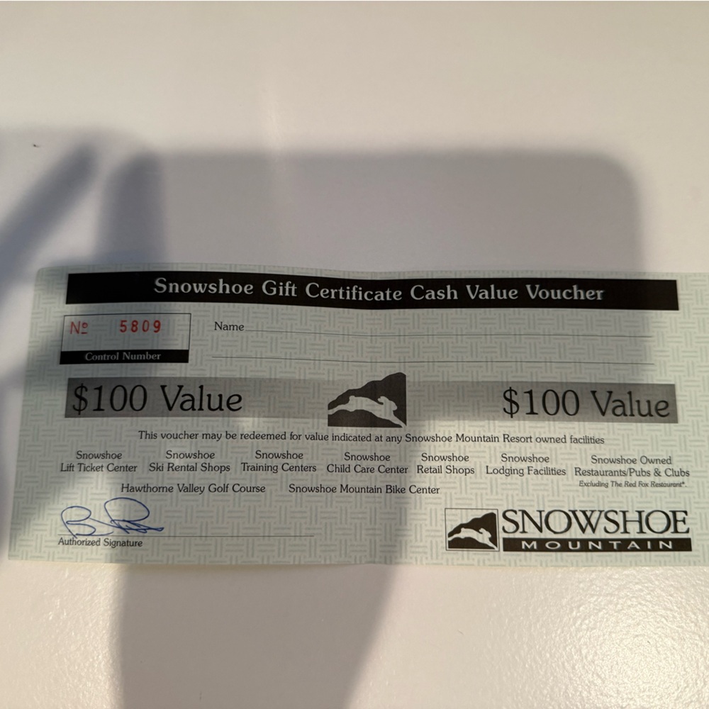 5 Snowshoe Mountain Gift Vouchers